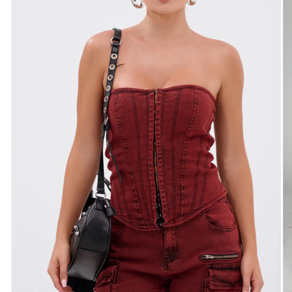 AKIRA Red Strapless Corset Top